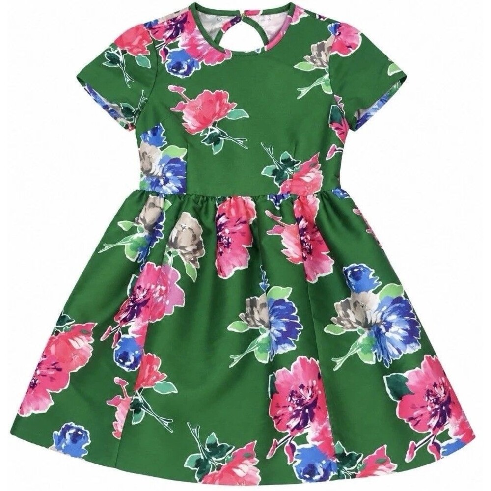 Kate Spade Stelli In Full Bloom Dress Size 10 Green Floral Fit Flare